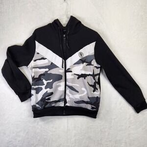 Sean John Camo Zip Hoodie Black Gray Full Zip Jacket Men's M‎ Streetwear